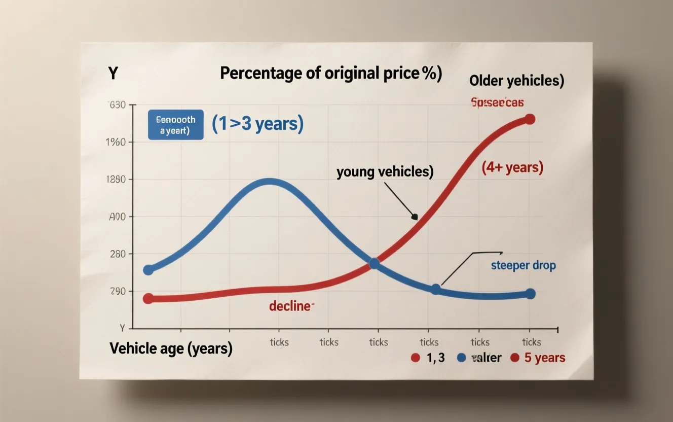 depreciační křivky mladých a starých vozidel