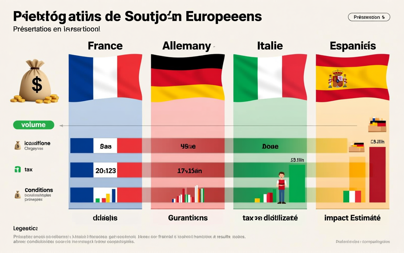 Tableau comparatif dispositifs soutien Europe : FR, DE, IT, ES